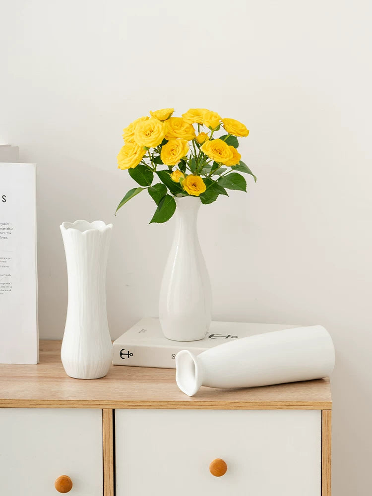 Simple white ceramic vase